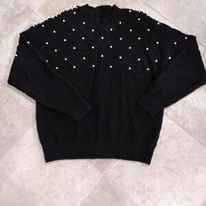Soft sweater with pearls, Size medium, Black
